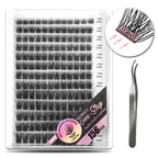 WONSIS Self Adhesive Eyelashes, 156 Pcs Self Adhesive Eyelash Clusters, No Glue Needed, Invisible 2-Strip Tape - Longer Lasting, No Sticky Residue Pre Glued Eyelashes (Volume-Mixed)