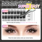 WONSIS Self Adhesive Eyelashes, 156 Pcs Self Adhesive Eyelash Clusters, No Glue Needed, Invisible 2-Strip Tape - Longer Lasting, No Sticky Residue Pre Glued Eyelashes (Volume-Mixed)