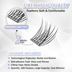 WONSIS Self Adhesive Eyelashes, 156 Pcs Self Adhesive Eyelash Clusters, No Glue Needed, Invisible Strip Tape - Longer Lasting, No Sticky Residue Pre Glued Eyelashes (Natural-Mixed)…