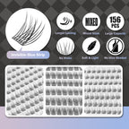 WONSIS Self Adhesive Eyelashes, 156 Pcs Self Adhesive Eyelash Clusters, No Glue Needed, Invisible Strip Tape - Longer Lasting, No Sticky Residue Pre Glued Eyelashes (Natural-Mixed)…