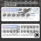 WONSIS Self Adhesive Eyelashes, 156 Pcs Self Adhesive Eyelash Clusters, No Glue Needed, Invisible Strip Tape - Longer Lasting, No Sticky Residue Pre Glued Eyelashes (Natural-Mixed)…