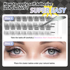 WONSIS Self Adhesive Eyelashes, 156 Pcs Self Adhesive Eyelash Clusters, No Glue Needed, Invisible Strip Tape - Longer Lasting, No Sticky Residue Pre Glued Eyelashes (Natural-Mixed)…