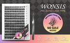WONSIS Self Adhesive Eyelashes, 156 Pcs Self Adhesive Eyelash Clusters, No Glue Needed, Invisible 2-Strip Tape - Longer Lasting, No Sticky Residue Pre Glued Eyelashes (Volume-Mixed)