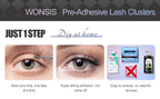 WONSIS Self Adhesive Eyelashes, 156 Pcs Self Adhesive Eyelash Clusters, No Glue Needed, Invisible Strip Tape - Longer Lasting, No Sticky Residue Pre Glued Eyelashes (Natural-Mixed)…