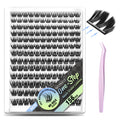 WONSIS Self Adhesive Eyelashes, 156 Pcs Self Adhesive Eyelash Clusters, No Glue Needed, Invisible Band Lash Clusters - Longer Lasting, No Sticky Residue Pre Glued Eyelashes (Spiky-Invisible Band)