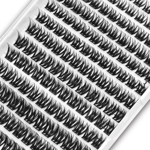 WONSIS Self Adhesive Eyelashes, 156 Pcs Self Adhesive Eyelash Clusters, No Glue Needed, Invisible Band Lash Clusters - Longer Lasting, No Sticky Residue Pre Glued Eyelashes (Spiky-Invisible Band)